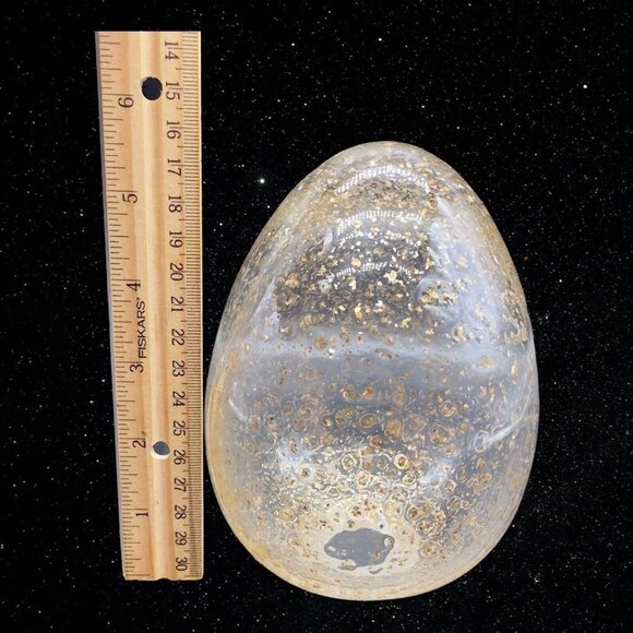 Art Glass Clear Copper Glitter Egg Shaped Decor Paperweight 5.5”T 4”W - Picture 5 of 5
